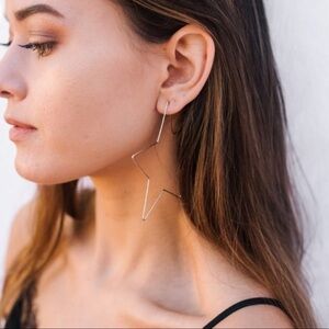 NWT Silver Plated Star Bangle Boho Hoop Earrings